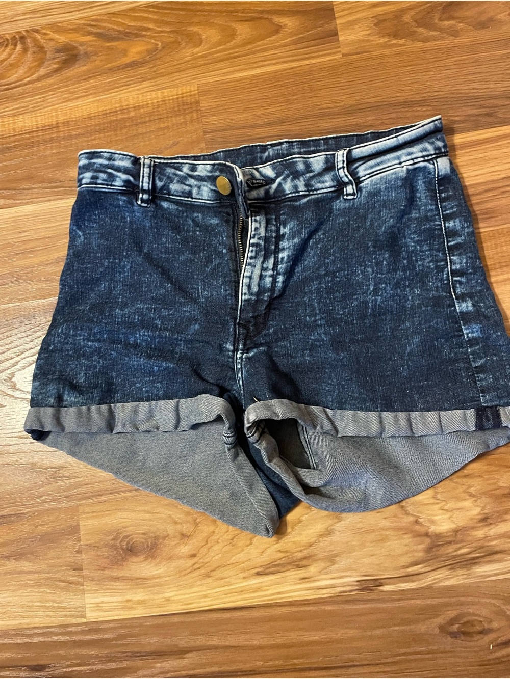 H&M Dark Blue Washed Denim Cuffed Jean Shorts